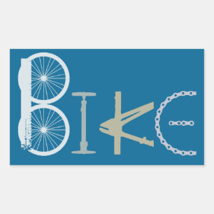 Bike Word aus Teilen, für Biker in einer benutzerd Rechteckiger Aufkleber