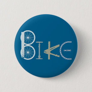 Bike Worte aus Fahrradteilen Fahrradsportfan Button