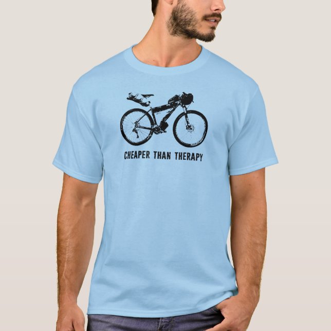 Bikepack, billiger als Therapie T-Shirt (Vorderseite)