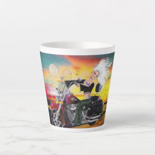 Biker Babe Fantasy Motorrad Latte Cup Milchtasse