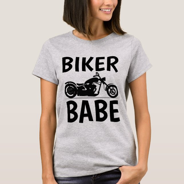BIKER BABE, Ladys Motorrad T - Shirt (Vorderseite)