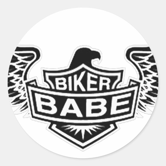 Biker Babe Runder Aufkleber (Vorderseite)