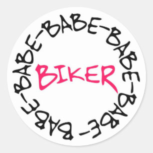 Biker Babe Runder Aufkleber
