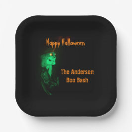 Biker Billy Halloween Skeleton Black & Orange Pappteller