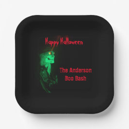 Biker Billy Halloween Skeleton Black & Red Pappteller