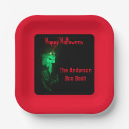 Biker Billy Halloween Skeleton Blood Red & Black Pappteller