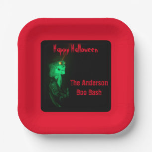 Biker Billy Halloween Skeleton Blood Red & Black Pappteller