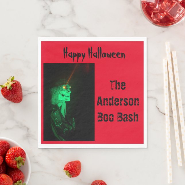 Biker Billy Halloween Skeleton Blood Red Serviette (Beispiel)