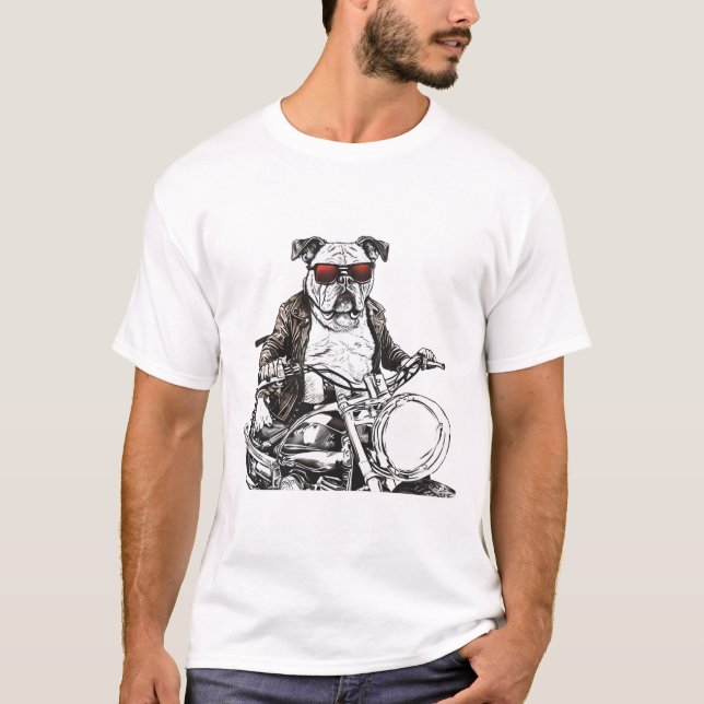 Biker Bulldog Attitude T-Shirt (Vorderseite)