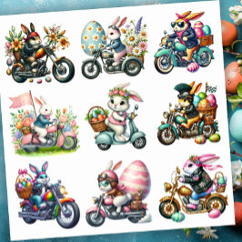 Biker Bunnies OsterSet 1 Aufkleber