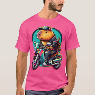 Biker Capybara fährt Motorrad T-Shirt