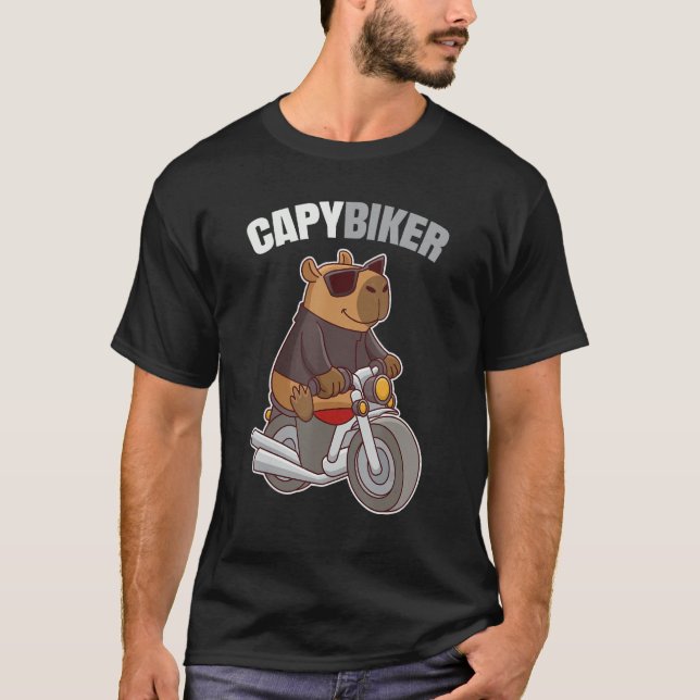 Biker Capybara - Lustiger Capybiker T-Shirt (Vorderseite)