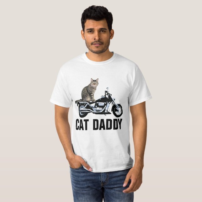 BIKER CAT-T - Shirt, CAT DADDY Motorrad-T-Shirts T-Shirt (Vorne ganz)