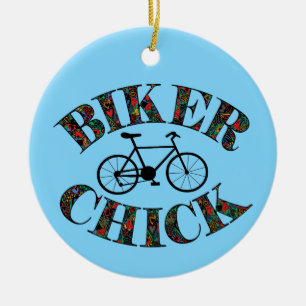 Biker Chick Bike Keramik Ornament
