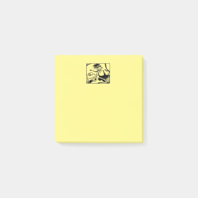 Biker Chick gelbe Notizblöcke Post-it Klebezettel (Vorderseite)