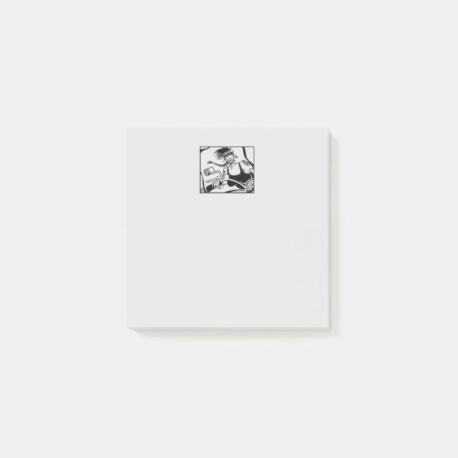 Biker Chick graue Notizblöcke Post-it Klebezettel (Vorderseite)