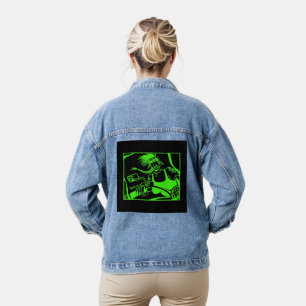 Biker Chick green black women denim jacke