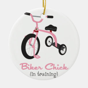 Biker Chick Keramik Ornament