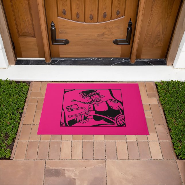 Biker Chick pink Doormat Fußmatte (Außenbereich)