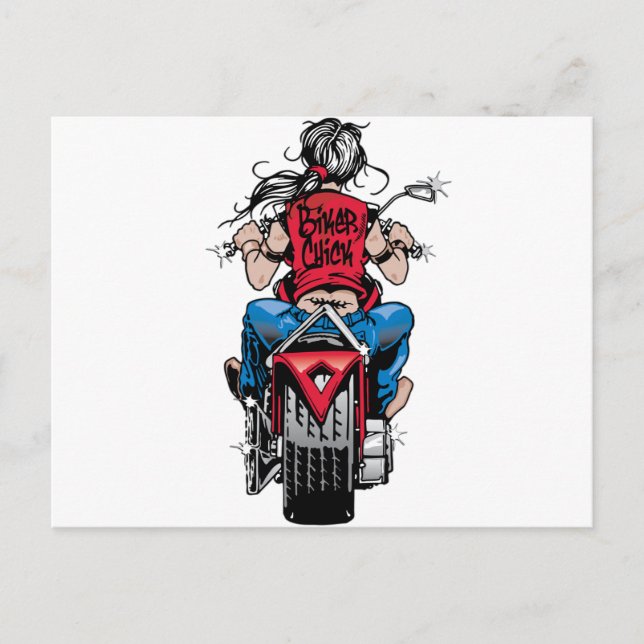 Biker Chick Postkarte (Vorderseite)