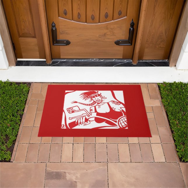 Biker Chick Red Doormat Fußmatte (Außenbereich)