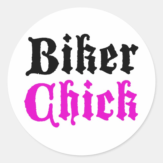 Biker Chick Runder Aufkleber (Vorderseite)