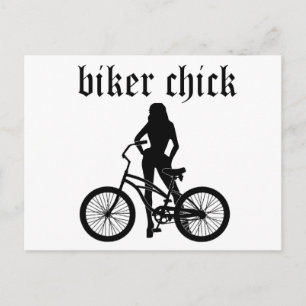 "Biker chick" Silhouette mit Fahrrad! Postkarte