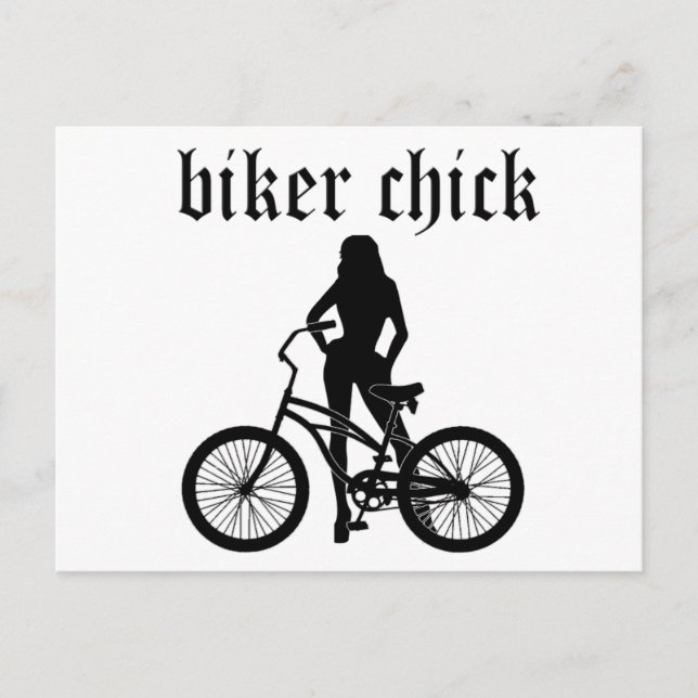 "Biker chick" Silhouette mit Fahrrad! Postkarte (Vorderseite)
