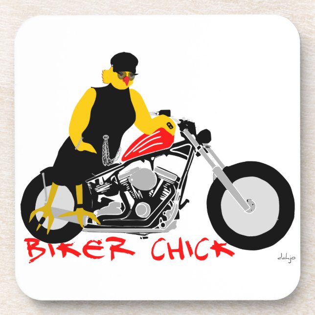 BIKER CHICK sitzt auf ihrem Motorrad Getränkeuntersetzer (Vorderseite)