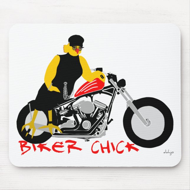 BIKER CHICK sitzt auf ihrem Motorrad Mousepad (Vorne)