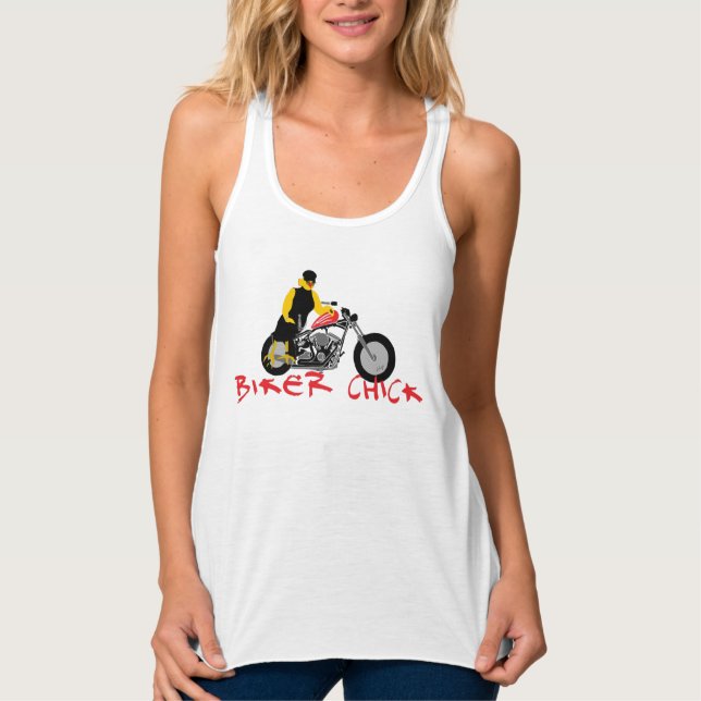 BIKER CHICK sitzt auf ihrem Motorrad Tank Top (Vorderseite)