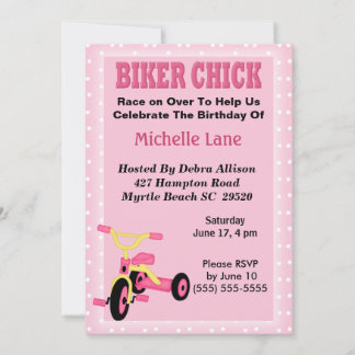Biker Chick Tricycle Einladung zum Geburtstag
