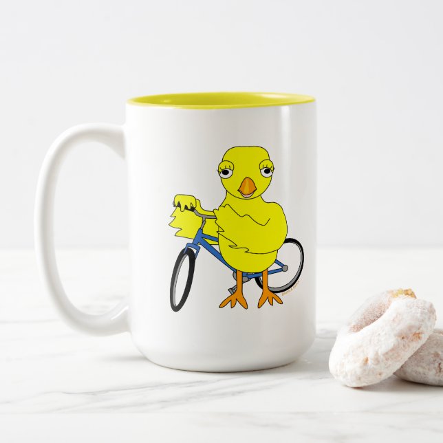 Biker Chick Zweifarbige Tasse (Mit Donut)