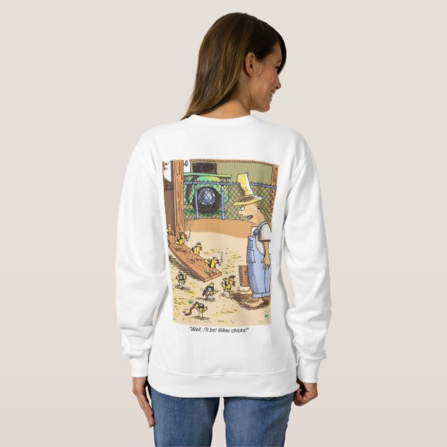 Biker Chicks Frauen weißes Sweatshirt zurück (Schwarz voll)