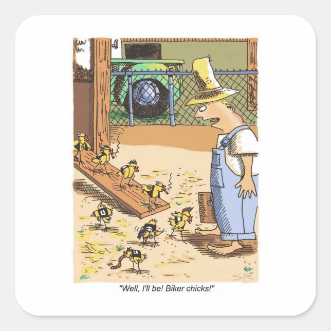 Biker Chicks große eckige Aufkleber (Vorderseite)
