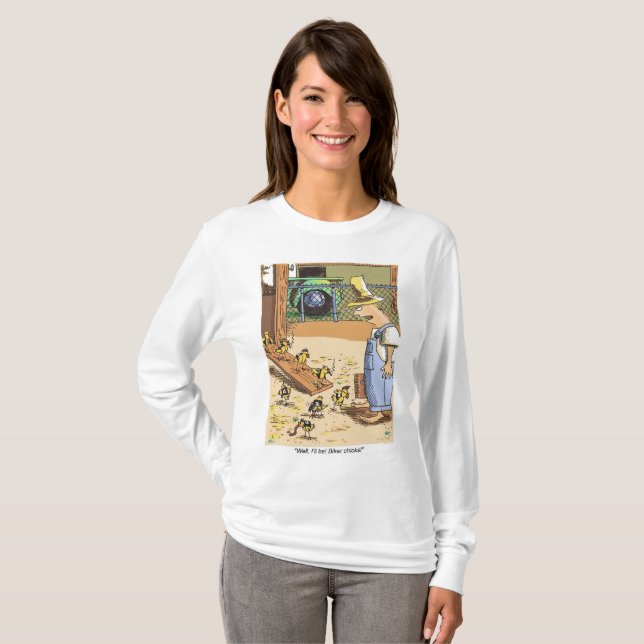 Biker Chicks Weiße, langärmeliges Shirt (Vorne ganz)