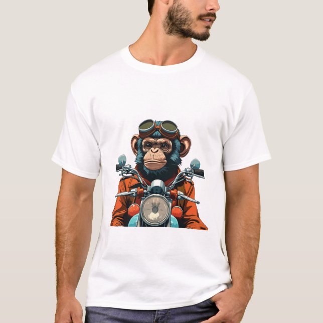 Biker Chimp Adventure T-Shirt (Vorderseite)