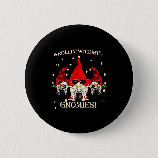 Biker Christmas Gnomes Biker Garden Christmas Gnom Button (Vorderseite)