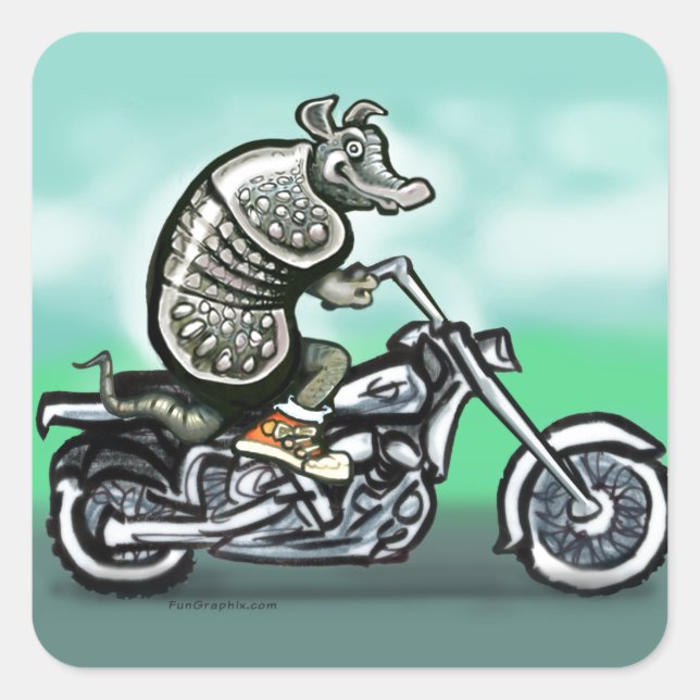 Biker Club Dillo Quadratischer Aufkleber (Vorderseite)
