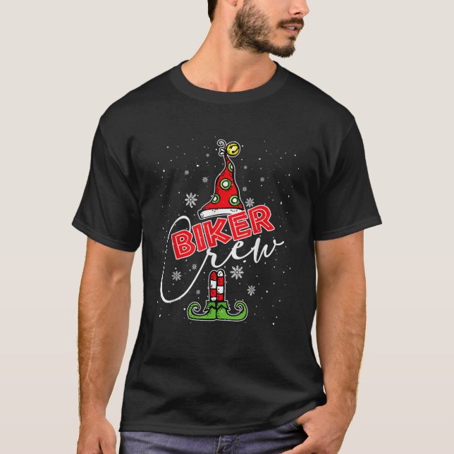 Biker Crew Christmas Costume Elf Gnome Matching Fa T-Shirt (Vorderseite)