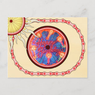 Biker Cyclist Happy Birthday Postkarte