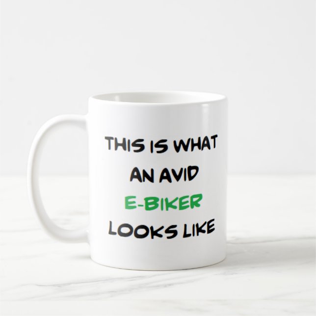 Biker e-biker, begeistert kaffeetasse (Links)