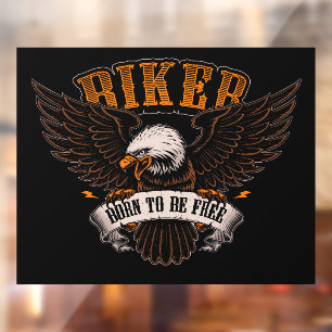 Biker Eagle Born To Be Free Motorradshop Fensteraufkleber
