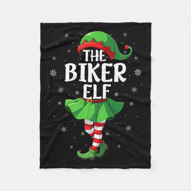 Biker Elf Christmas Girls Women Elf Squad Xmas Fam Fleecedecke (Vorderseite)