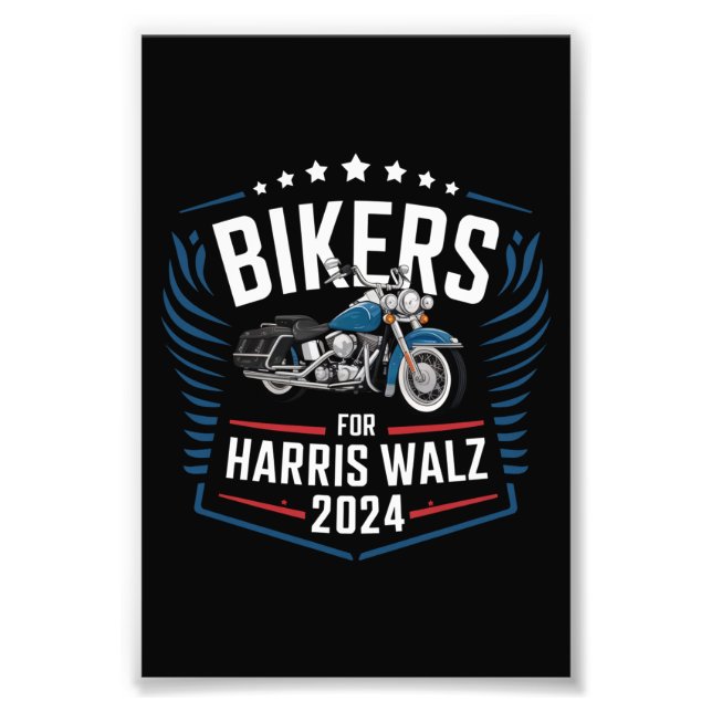 Biker für Harris Walz 2024 Harris Waltz 2024 Fotodruck (Vorne)