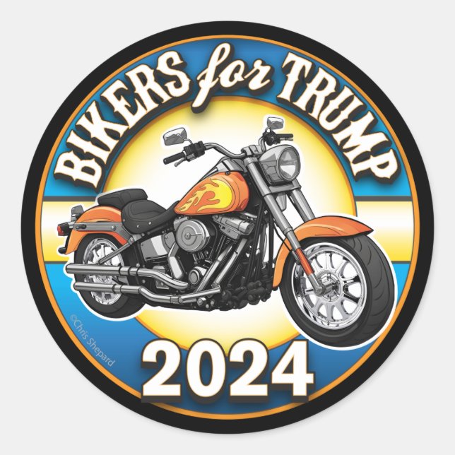Biker für Trump 2024 - Patriotisches Radfahren Runder Aufkleber (Vorderseite)