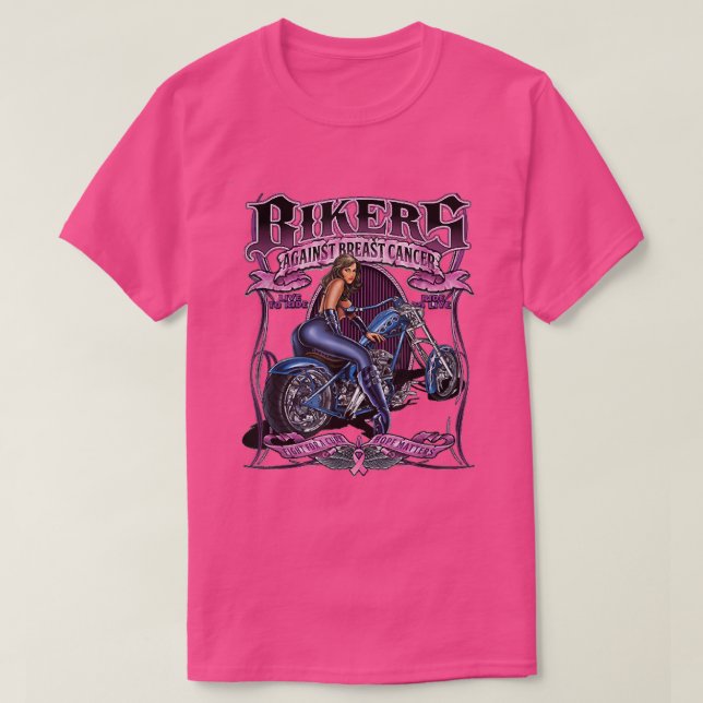 Biker gegen Brustkrebskämpfer und Überlebende T-Shirt (Design vorne)