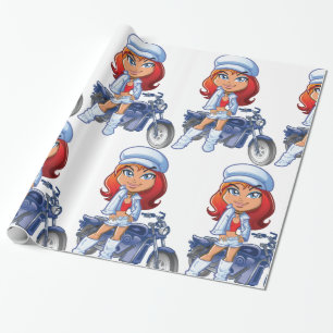 Biker Girl Geschenkpapier
