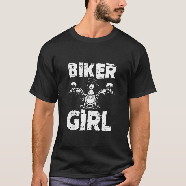 Biker Girl Motorrad Cool Chick Ladys Babe T-Shirt (Vorderseite)
