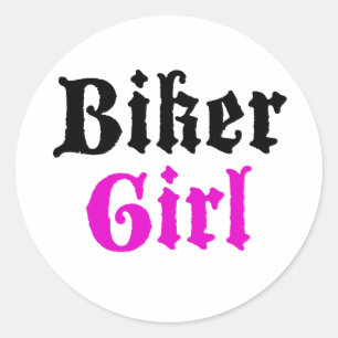 Biker Girl Runder Aufkleber